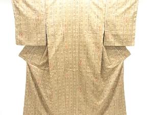 縞に抽象模様織り出し手織り紬着物